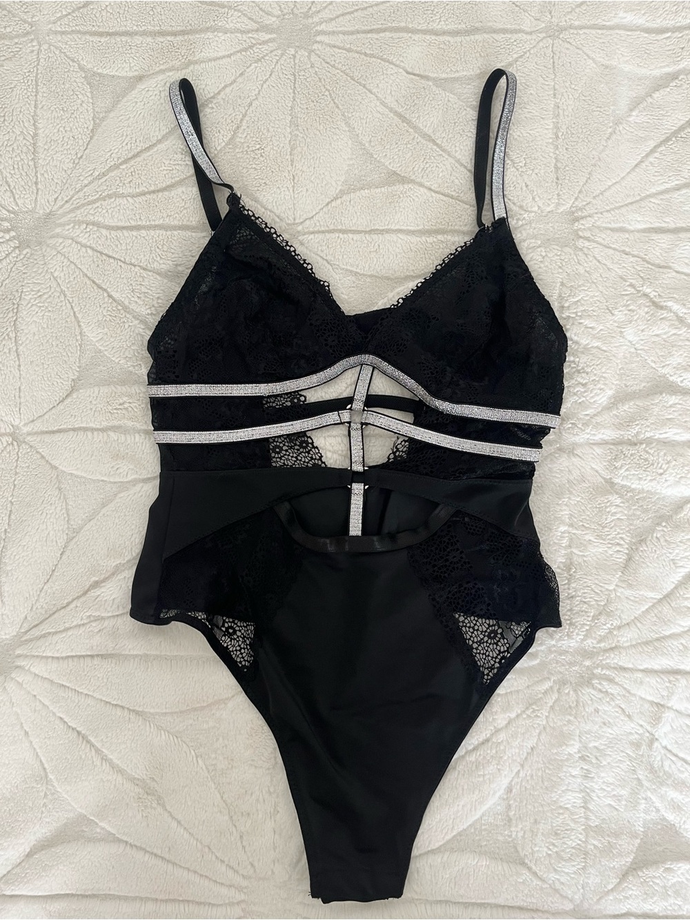 Black Lace & Strappy Bodysuit - Women Intimates